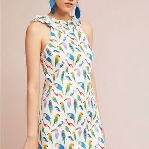🦜Anthropologie Larke Ruffle Neck Bird Dress